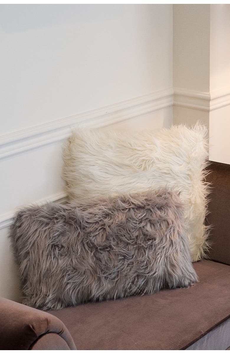 LUXE Belton Faux Fur Pillow - Set of 2 - 20" x 12", Alternate, color, 