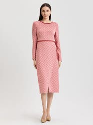 Misook Faux Wrap Contrast Trim Soft Knit Straight Dress