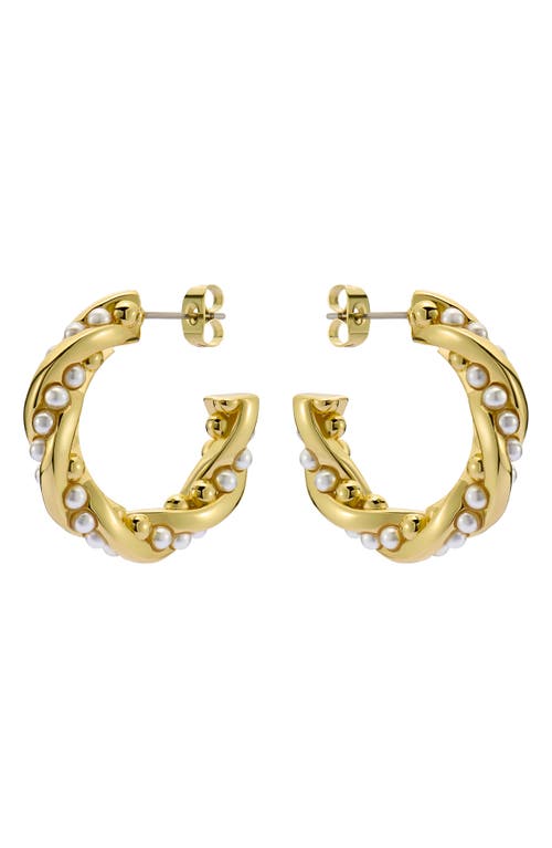 Ted Baker Tiyaa Twisted Imitation Pearl Hoop Earrings In Gold Tone Pearl