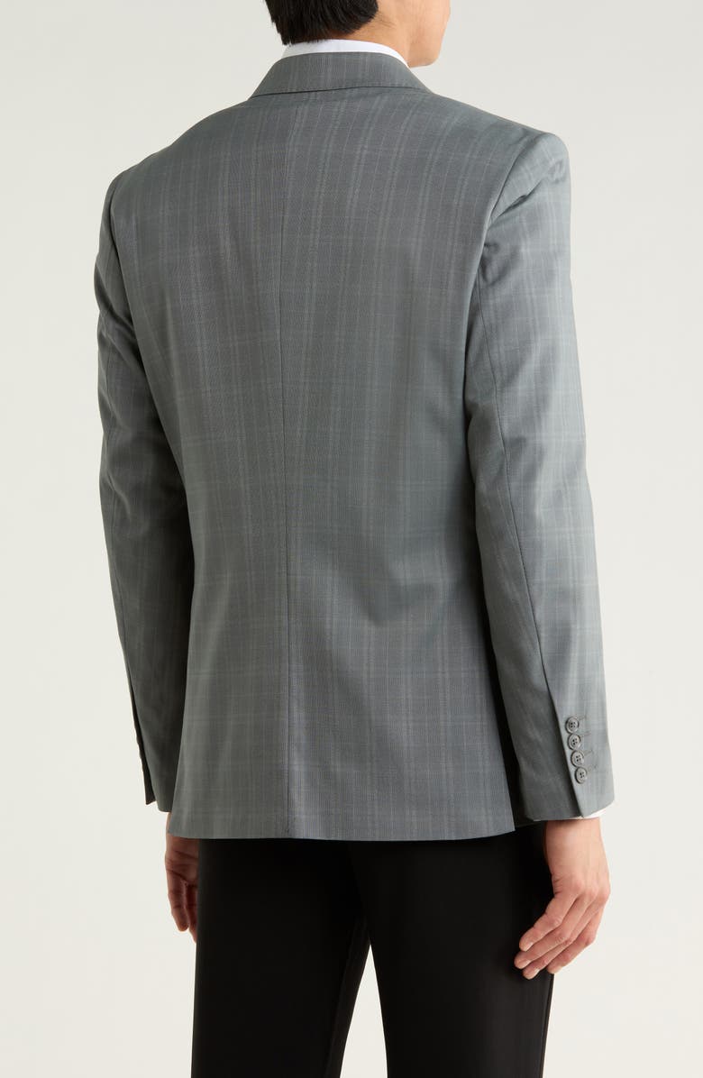 Tahari Slim Fit Tonal Windowpane Plaid Blazer, Alternate, color, Grey