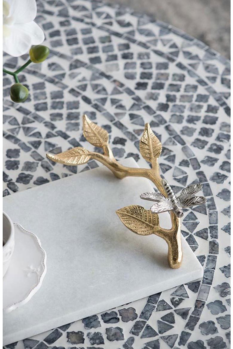 Dragonfly Marble Decorative Tray, Alternate, color, WHITE