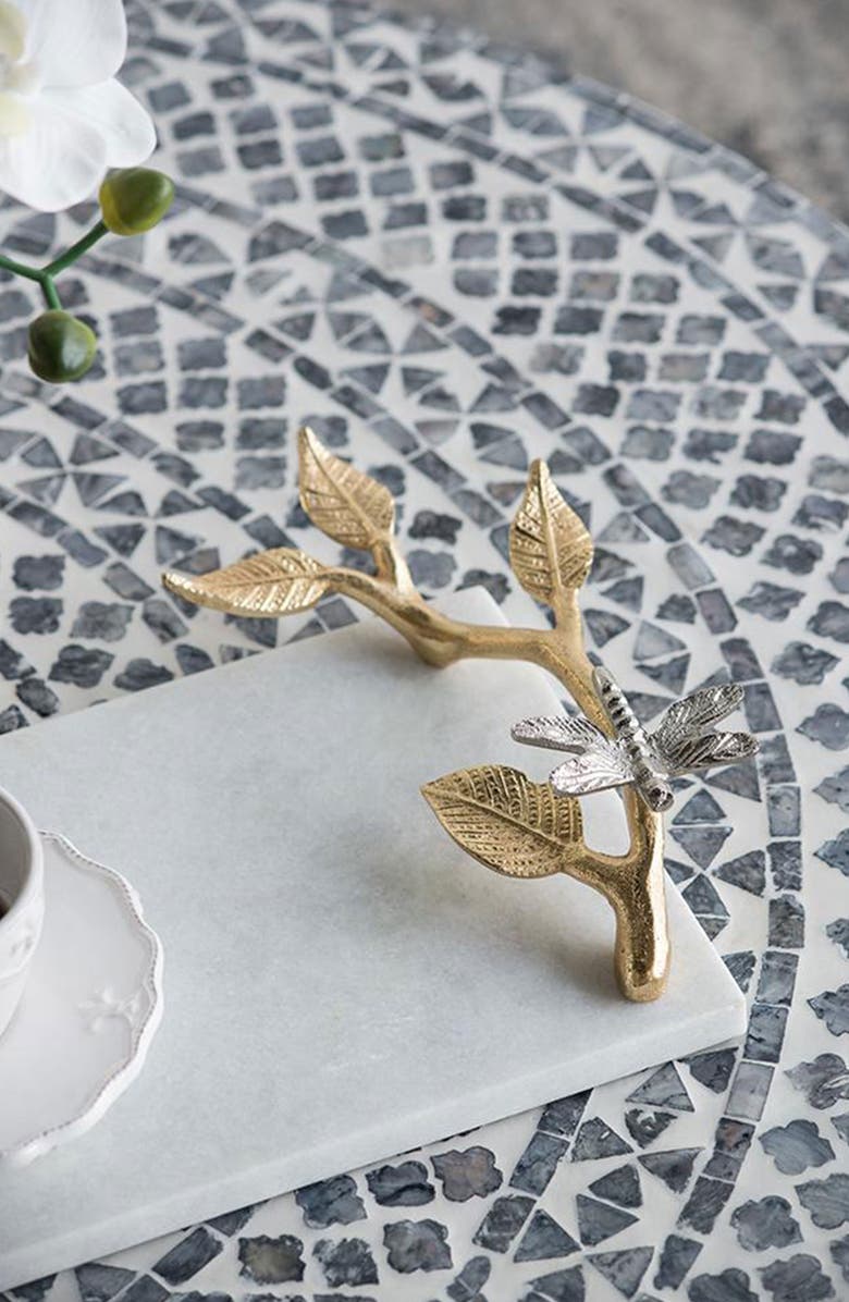 A & B Home Dragonfly Marble Decorative Tray, Alternate, color, White