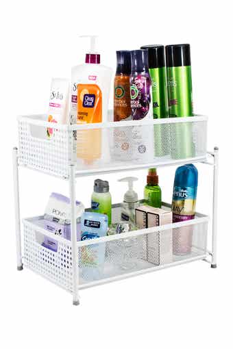 SORBUS White 2 Tier Mesh Sliding Drawer Organizer Basket