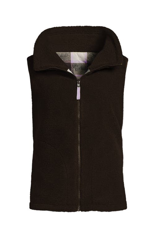 Lands' End Plus Size High Pile Fleece Reversible Mixed Media Vest In Multi