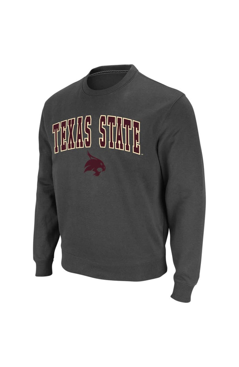 COLOSSEUM Men's Colosseum Charcoal Texas State Bobcats Arch & Logo Crew Neck Sweatshirt, Main, color, Charcoal
