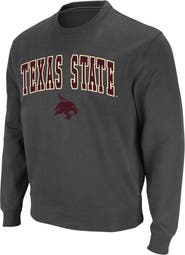 COLOSSEUM Men's Colosseum Charcoal Texas State Bobcats Arch & Logo Crew Neck Sweatshirt