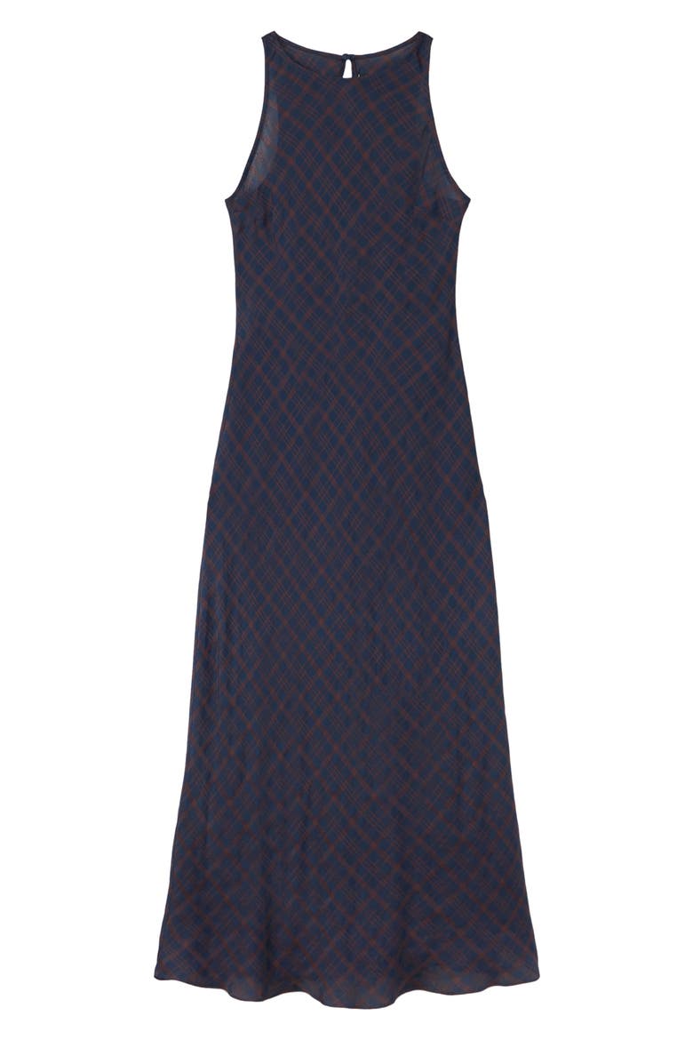 Mimmi Check Print Midi Dress, Main, color, BLUE