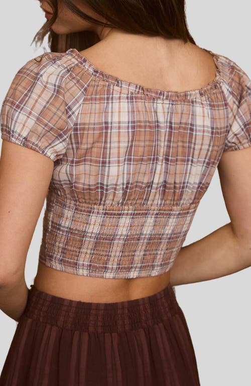 Blu Pepper Plaid Bow Top In Brown