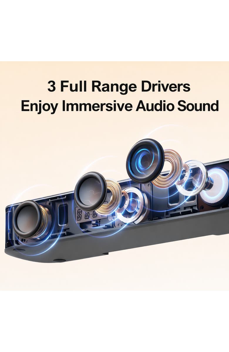 Ultimea Aura A40 7.1ch virtual surround sound bar, 4 surround speakers, 1 subwoofer, 330w, OPT/AUX/Bluetooth, Alternate, color, Black