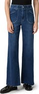 PAIGE Anessa High Waist Raw Hem Wide Leg Jeans