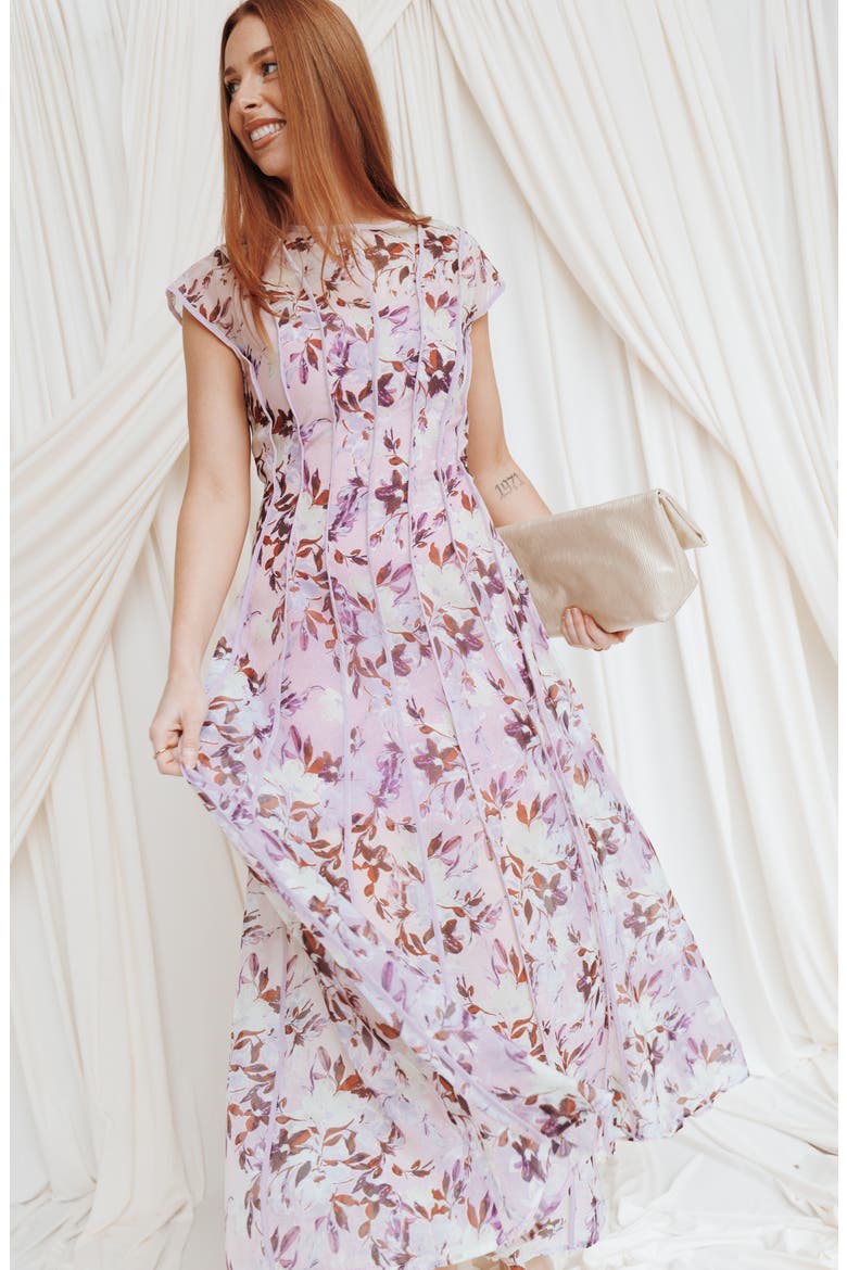 Livio Floral Maxi Dress, Alternate, color, LILAC FLORAL