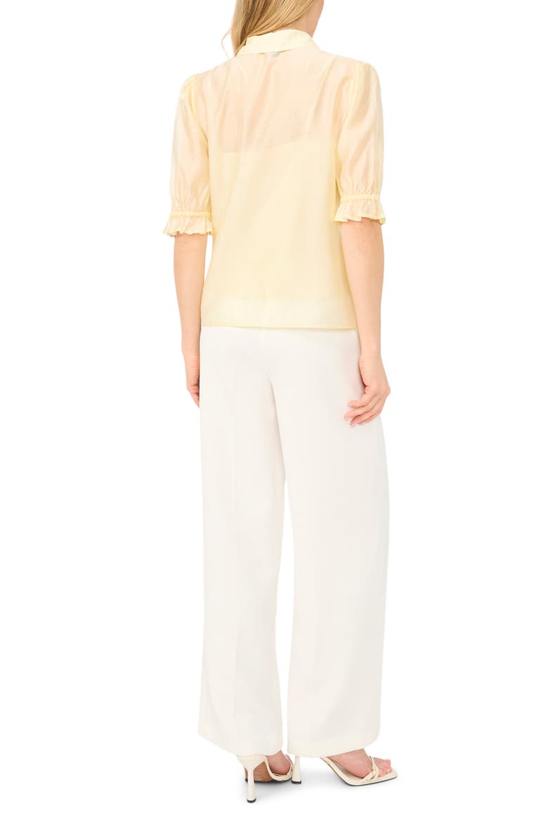 Puff Sleeve Semi Sheer Button-Up Top, Alternate, color, PASTEL YELLOW