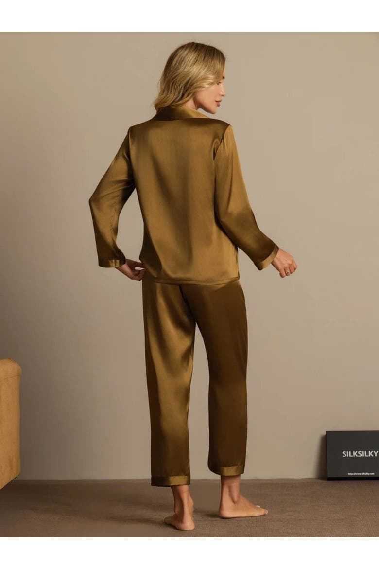 Pure Silk Long Sleeve Pajamas, Alternate, color, Brown