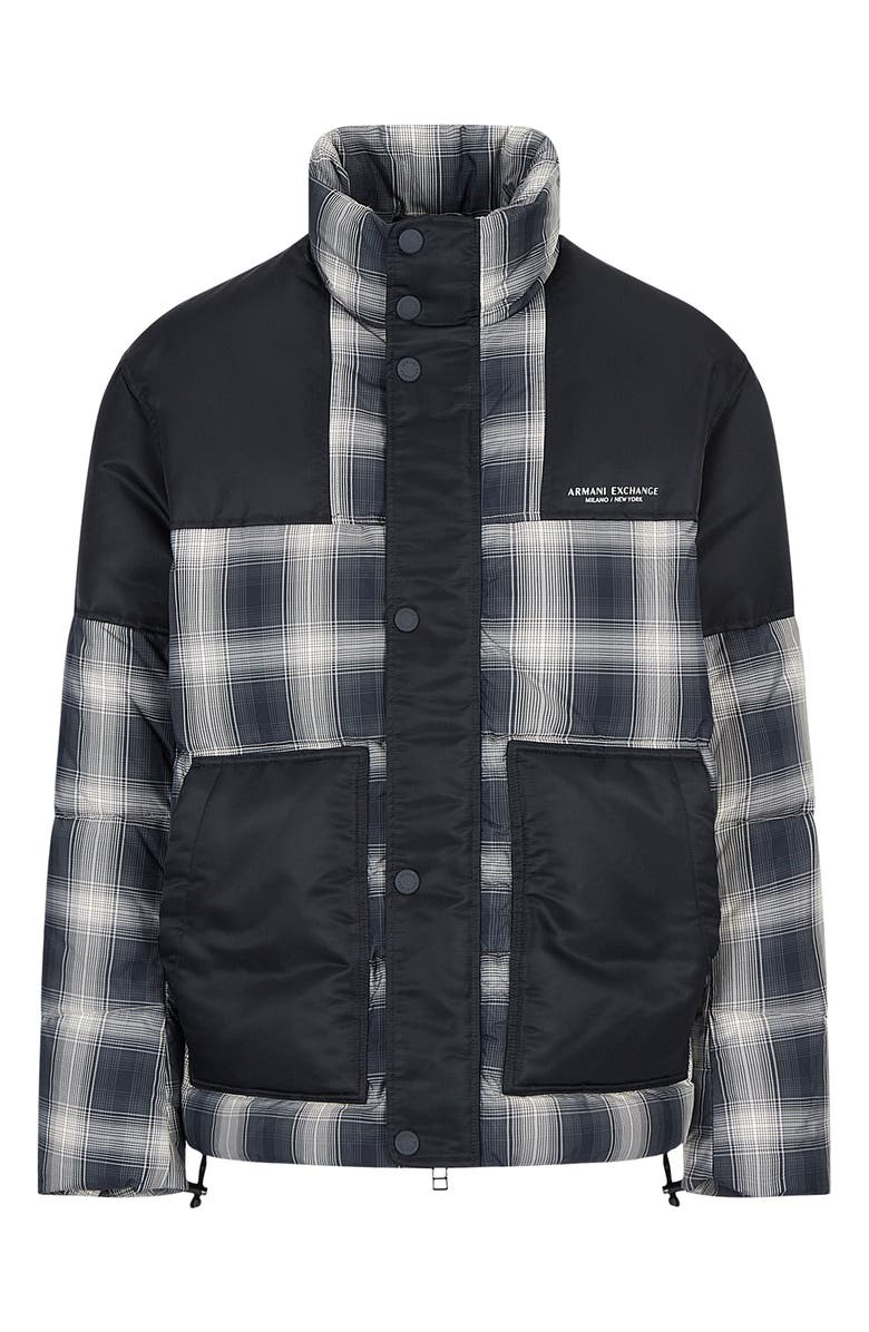 Armani Exchange Plaid Water Resistant Puffer Jacket, Alternate, color, 