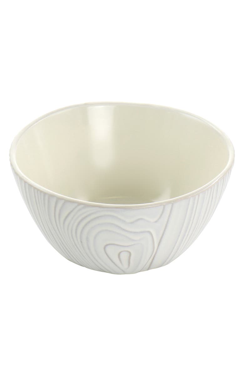 6 Piece Wood Patterned Cereal Bowl Set in Off-White, Alternate, color, White