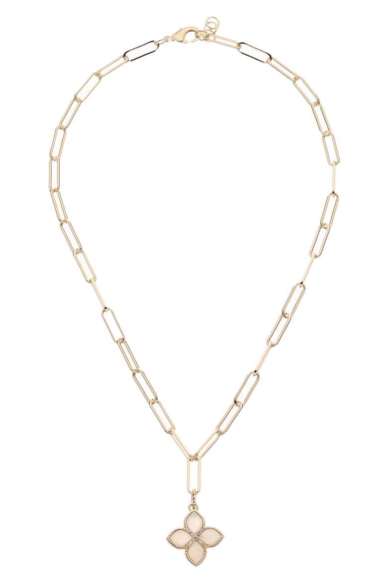 Mother-of-Pearl & Cubic Zirconia Paper Clip Chain Necklace, Main, color, YELLOW