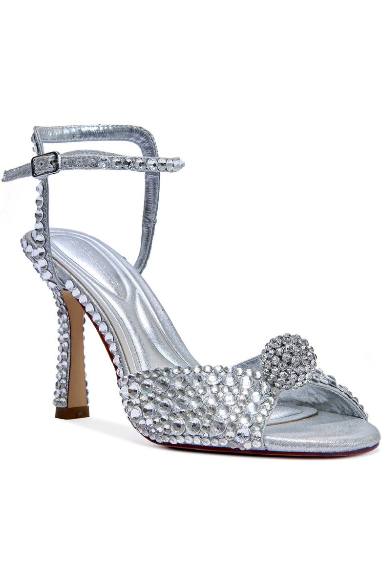AZALEA WANG Odilie Crystal Studded Ankle Strap Sandal, Main, color, Silver