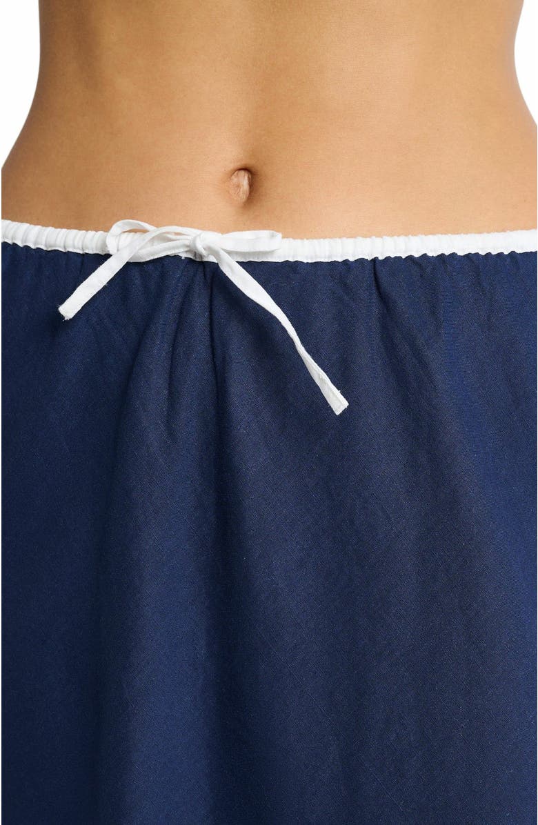 Onia Air Linen Midi Skirt, Alternate, color, Deep Navy/White