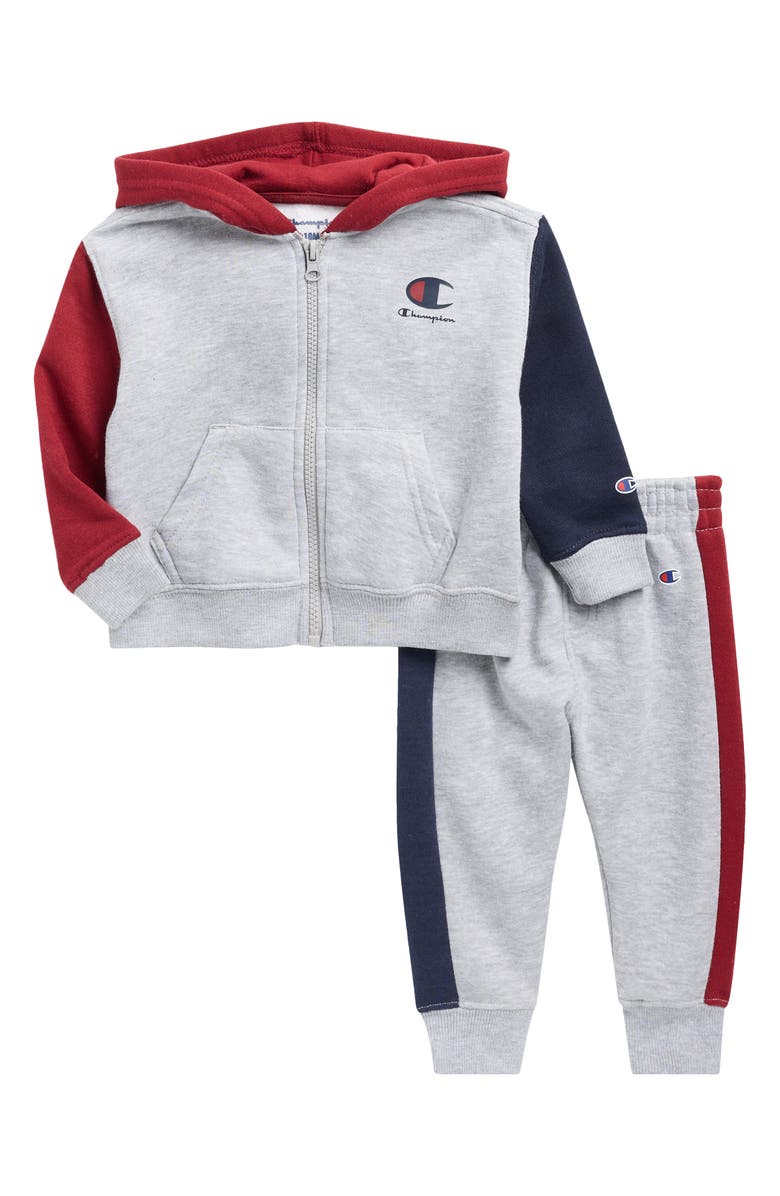 Champion Full Zip Hoodie & Joggers Set, Main, color, Grey Heather