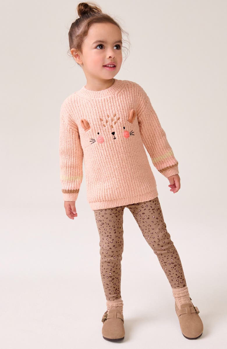 NEXT Kids' Bear Embroidered Sweater & Leggings Set, Alternate, color, 