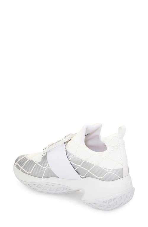 Roger Vivier Viv Run Strass Technical In Argento/bianco