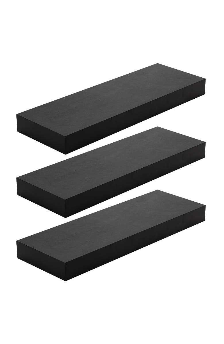 SORBUS Set of 3 Floating Shelves, Main, color, Black