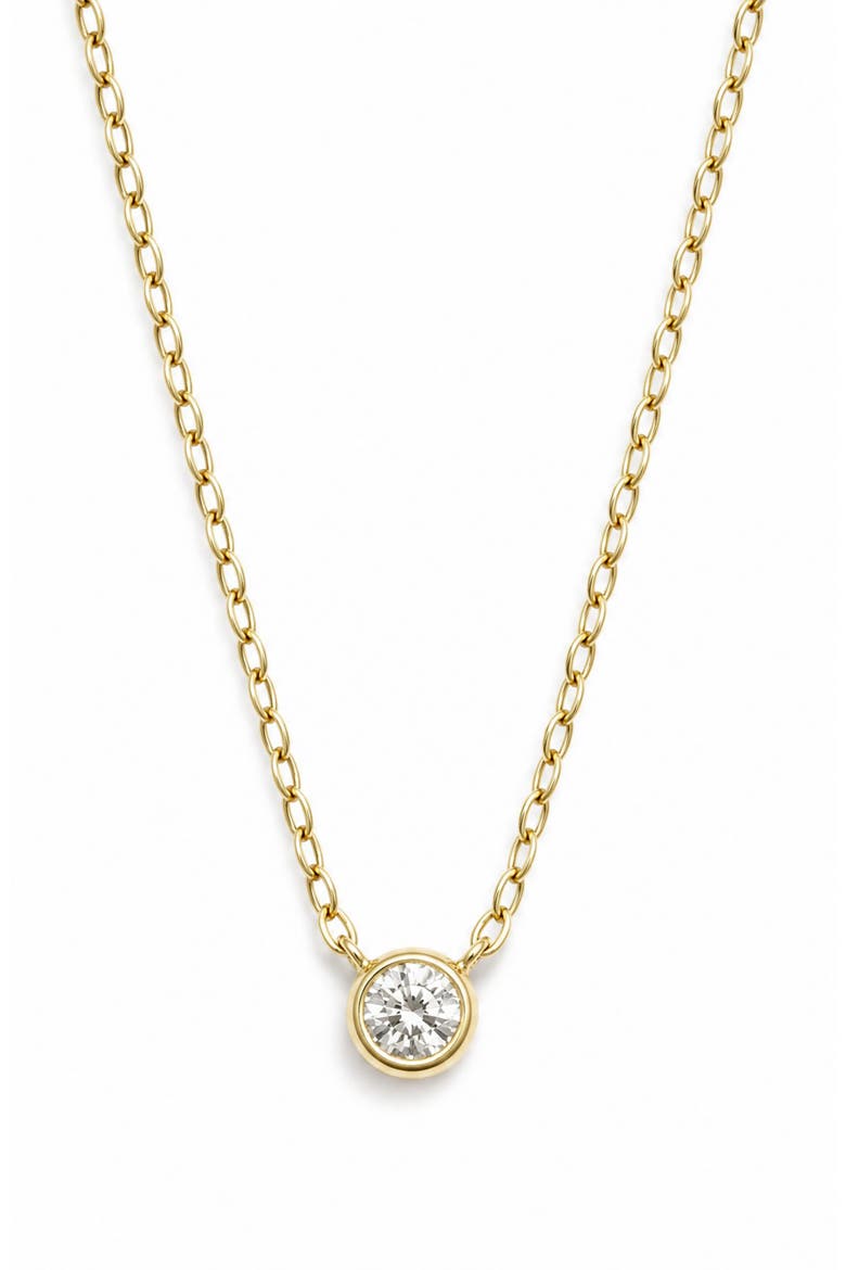 Lab Grown Diamond Bezel Pendant Necklace, Main, color, GOLD