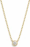 Argento Vivo Sterling Silver Lab Grown Diamond Bezel Pendant Necklace