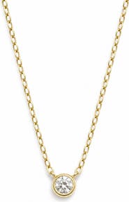 Argento Vivo Sterling Silver Lab Grown Diamond Bezel Pendant Necklace