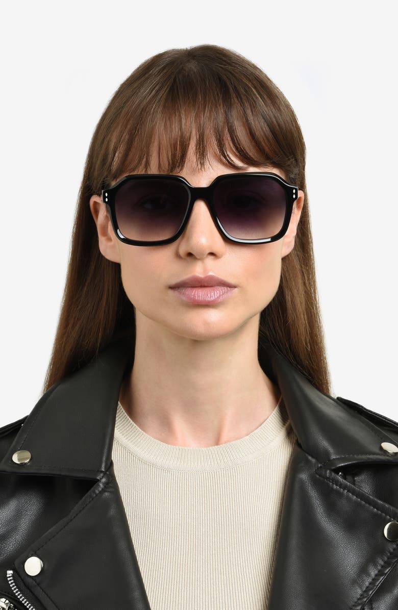 Isabel Marant 56mm Sqaure Sunglasses, Alternate, color, Black