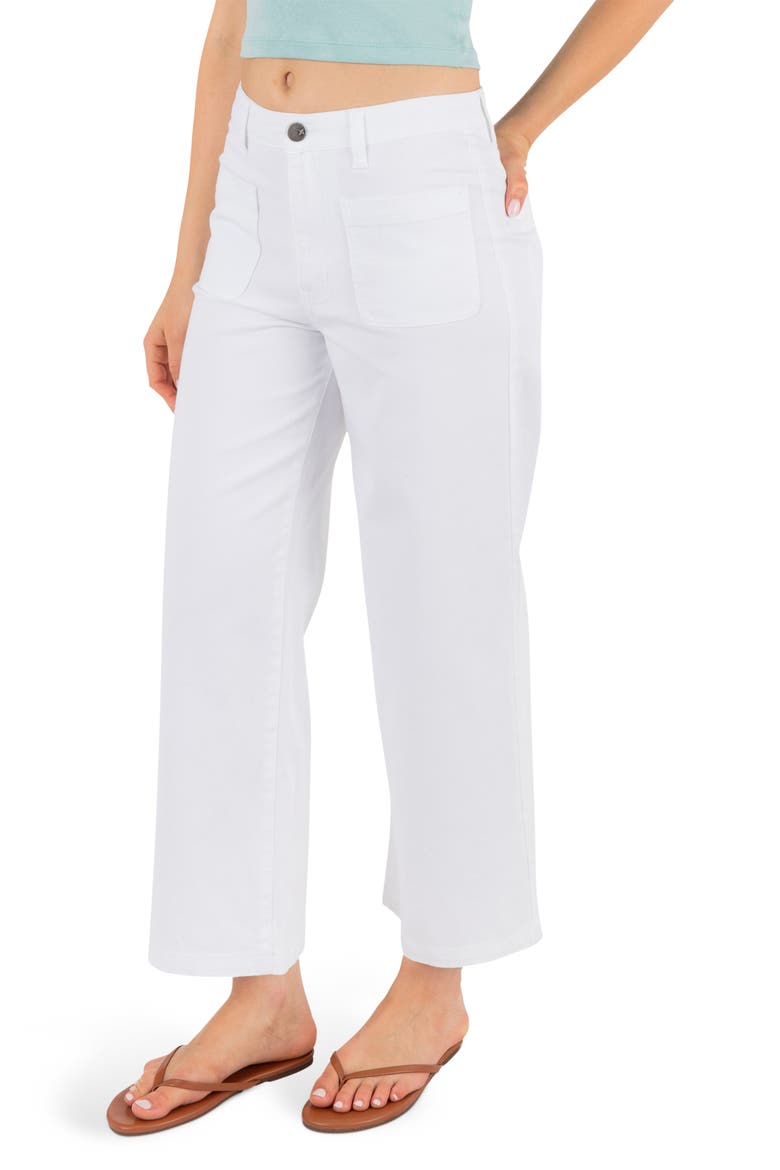 Horizon Patch Pocket Ankle Wide Leg Twill Pants, Alternate, color, WHITE