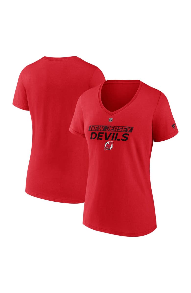 FANATICS Women
s Fanatics  Red New Jersey Devils Authentic Pro Core Primary V-Neck T-Shirt, Main, color, Red