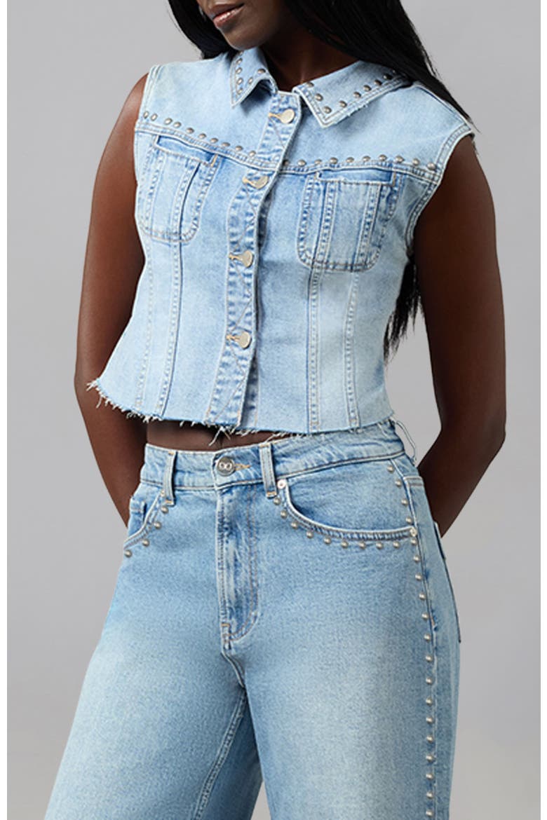 Gabbie Cropped Denim Vest, Alternate, color, STUDDEN WHIMSY BLUE
