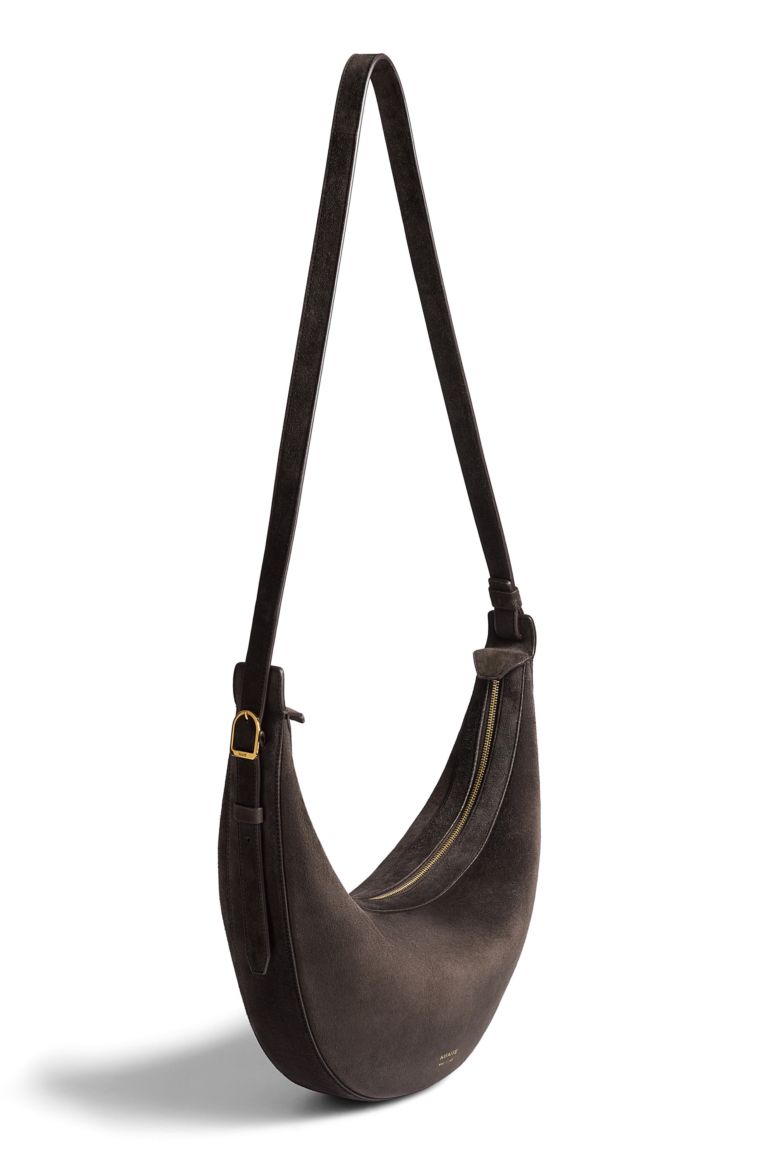 Khaite Small Augustina Suede Hobo Bag, Alternate, color, Dark Brown 950