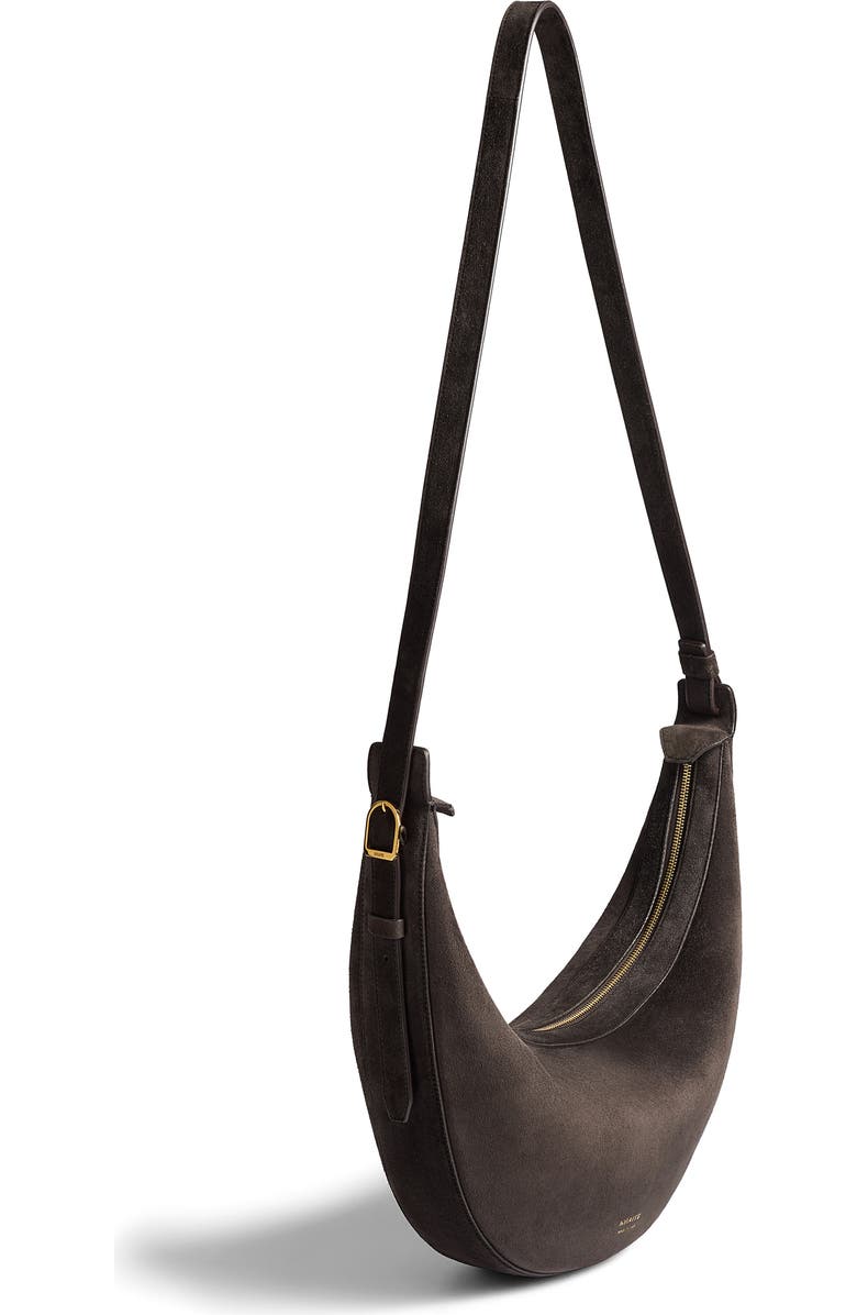 Khaite Small Augustina Suede Hobo Bag, Alternate, color, Dark Brown 950