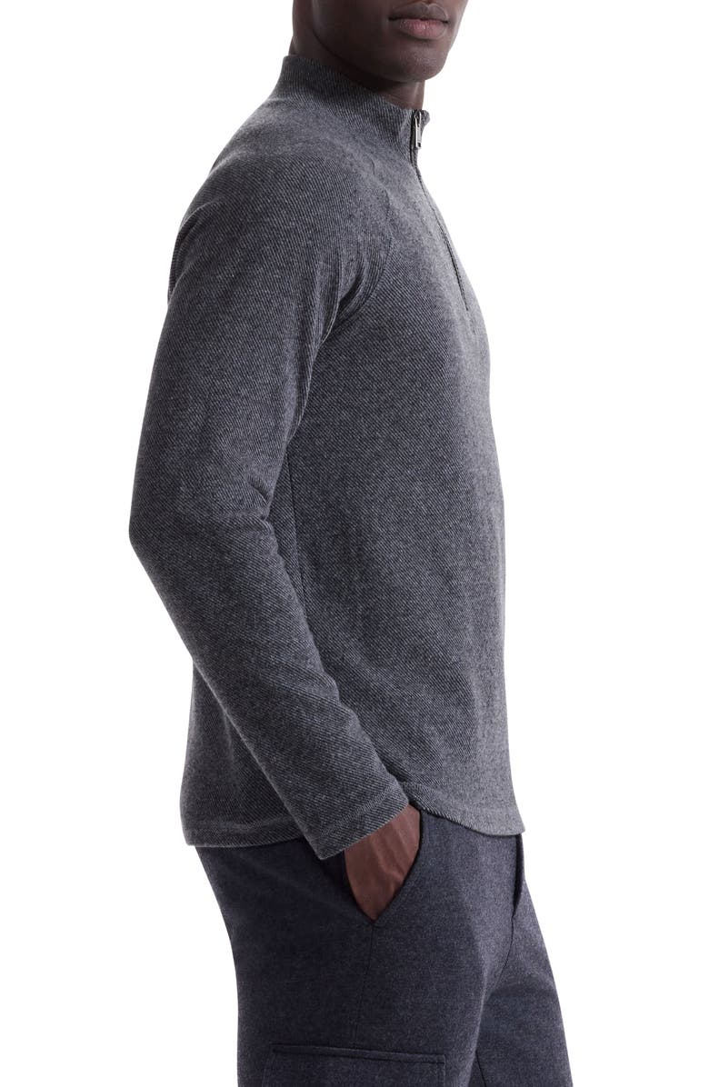 Bugatchi Brushed Cotton Blend Quarter Zip Pullover, Alternate, color, Black