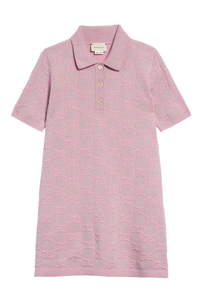 Metallic Logo Wool Blend Polo Dress, Main, color, PINK MULTICOLOR