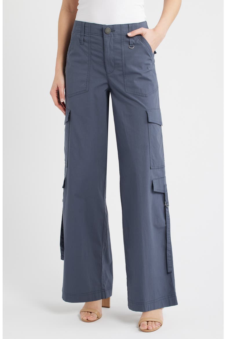 High Waist Cotton Blend Cargo Pants, Main, color, SHADOW