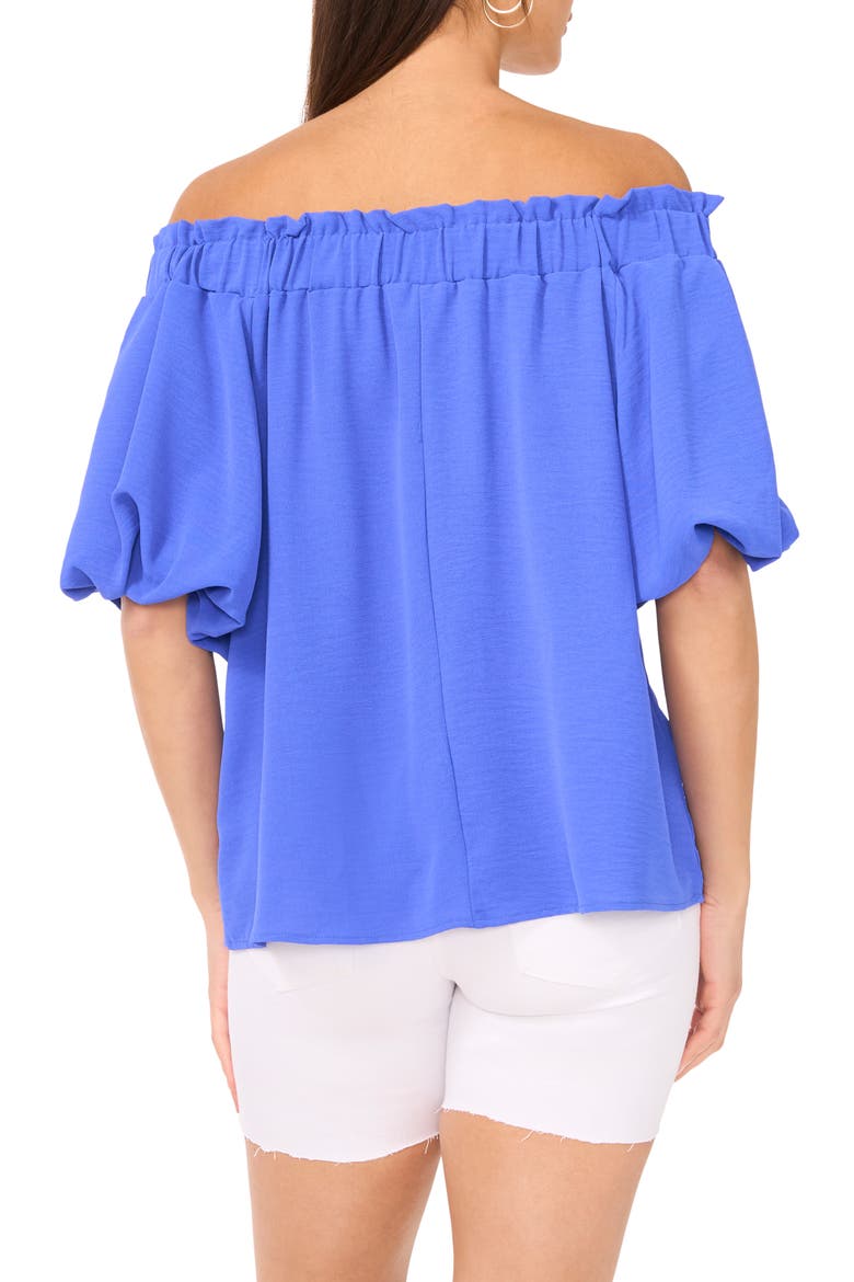 Off the Shoulder Crinkle Twill Top, Alternate, color, DAZZLING BLUE