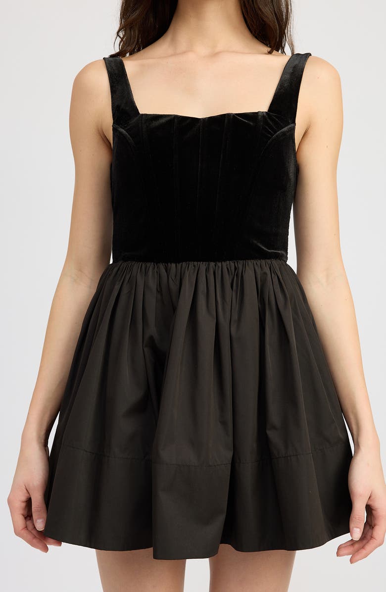 En Saison Mckenna Velvet & Poplin Minidress, Alternate, color,