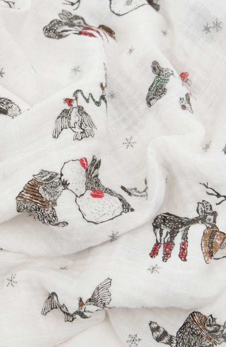little unicorn Cotton Muslin Swaddle Blanket, Alternate, color, Snow Day