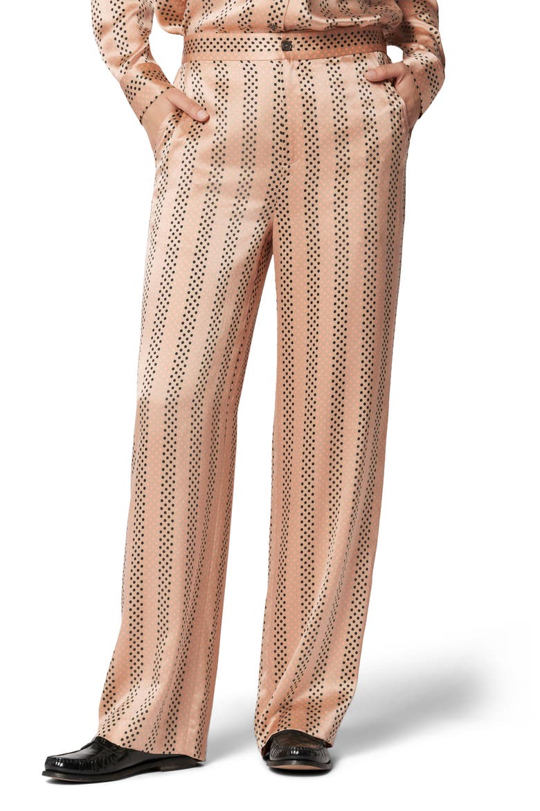 Aeslin Polka Dot Wide Leg Silk Pants, Main, color, PRALINE MULTI