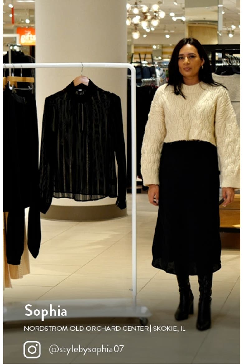 Bryla Stripe Burnout Velvet Mock Neck Blouse video