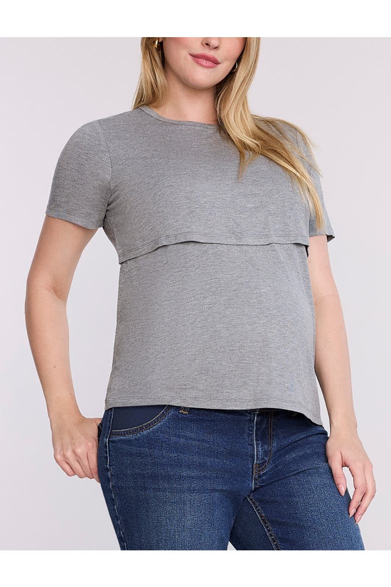 Crewneck Short Sleeve Nursing Tee, Alternate, color, Heather Grey