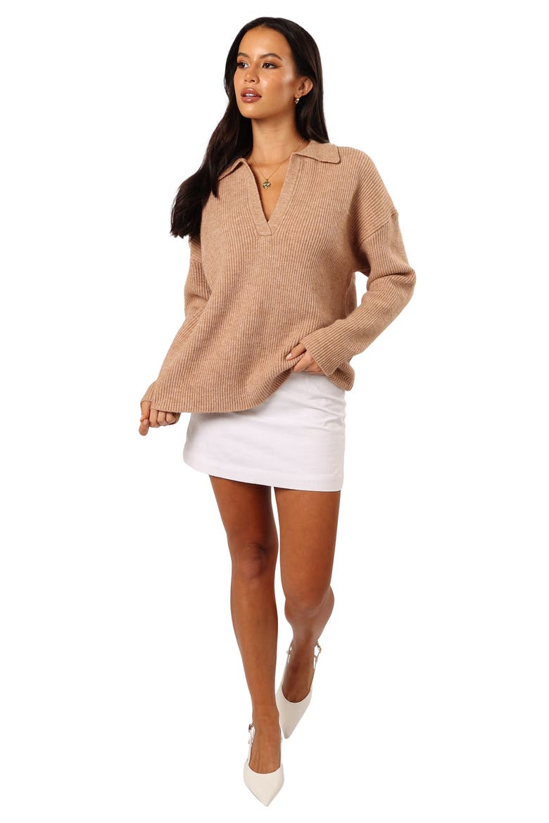 Zala Johnny Collar Sweater, Alternate, color, MOCHA