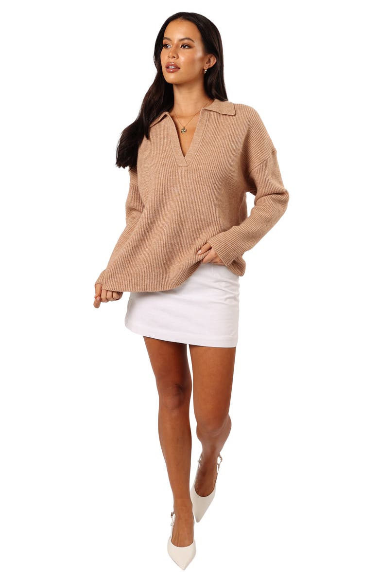 Petal & Pup Zala Johnny Collar Sweater, Alternate, color, Mocha