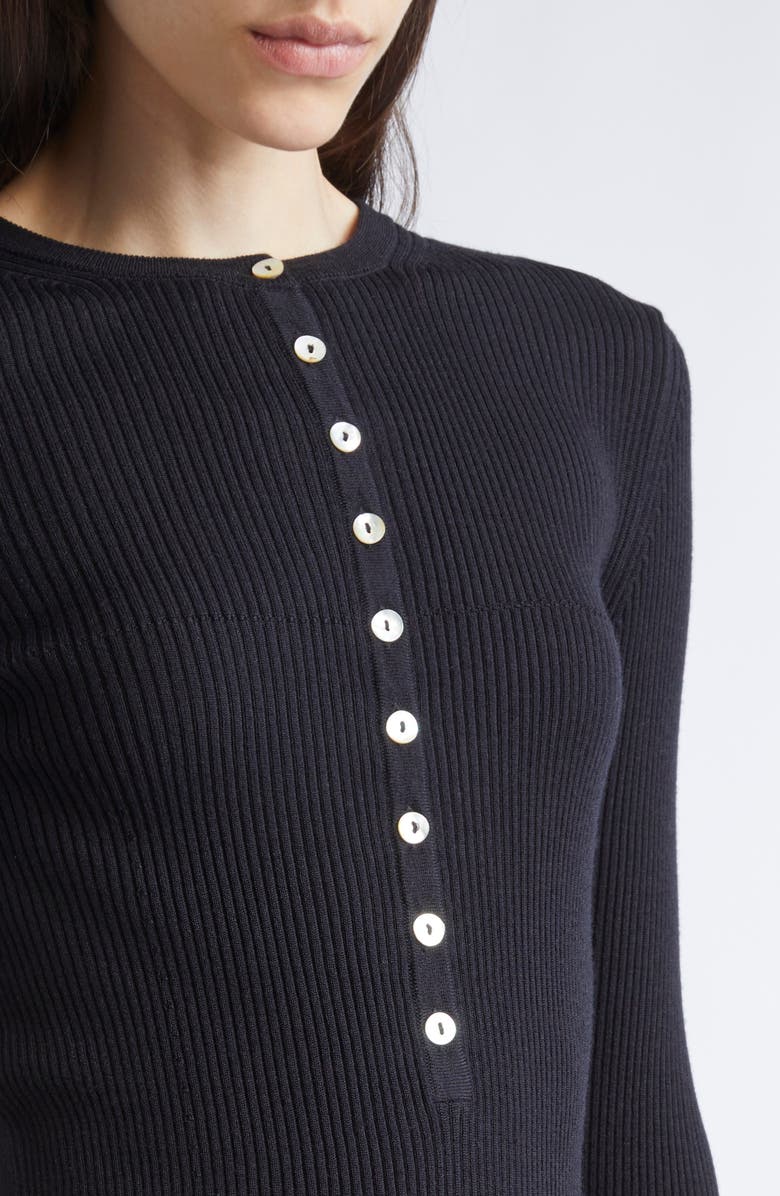 NACKIYÈ Insider Virgin Wool & Silk Rib Sweater, Alternate, color, Noir
