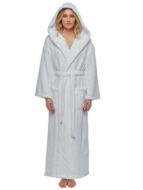 Womens Long Fleece Robe with Hood