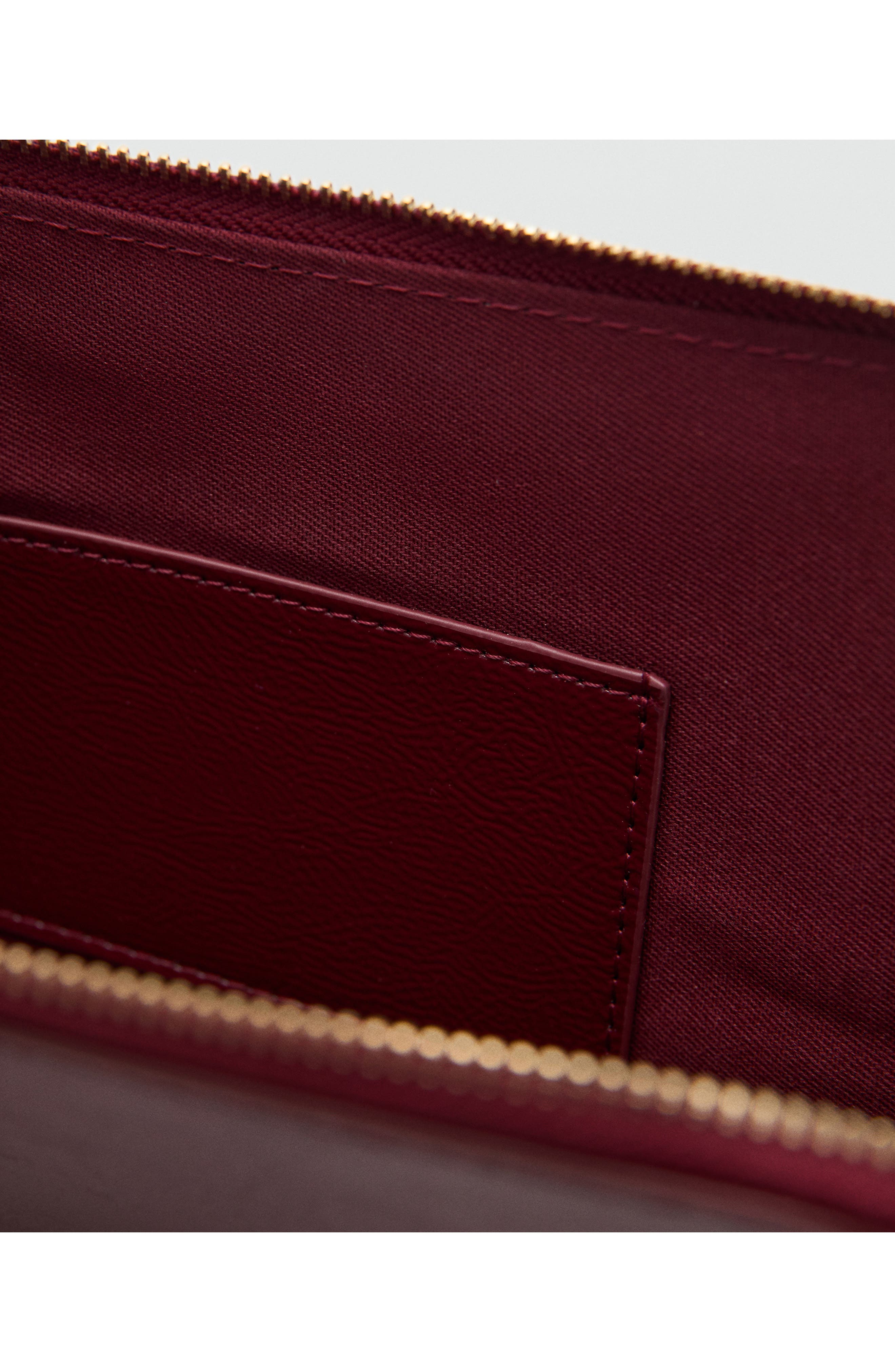 MANGO Mini Beaded Faux Leather Pochette Wristlet, Alternate, color, Burgundy