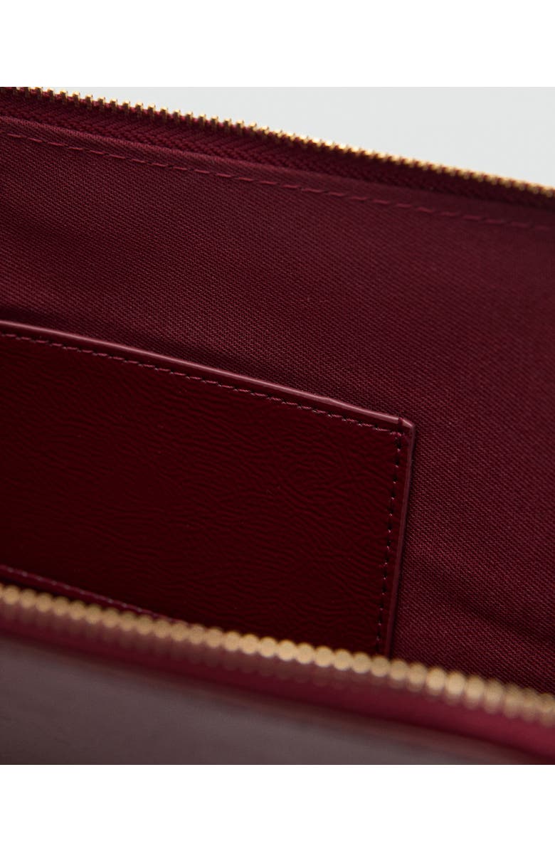 MANGO Mini Beaded Faux Leather Pochette Wristlet, Alternate, color, Burgundy